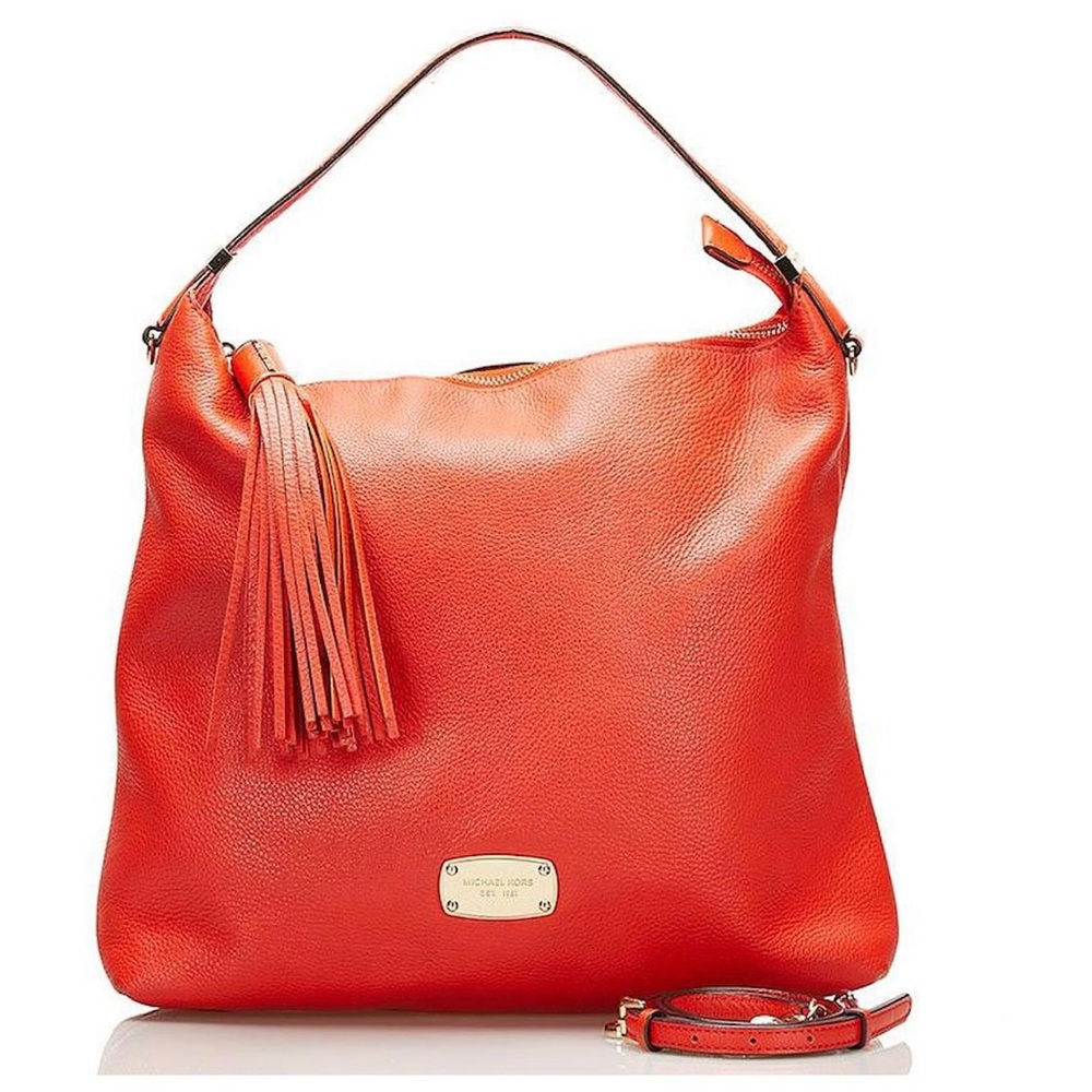 Michael Kors Bedford Tassel Pebbled Shoulder/Crossbody bag, Orange, Like New